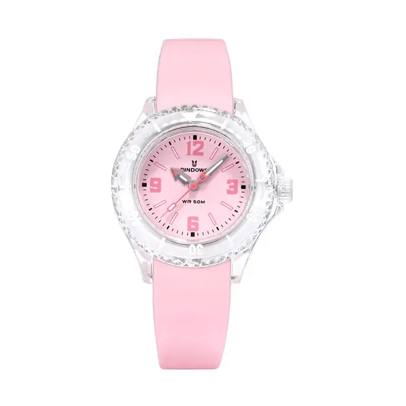 Women's Pink Silicone Student Exam Watch Quartz - Image 6