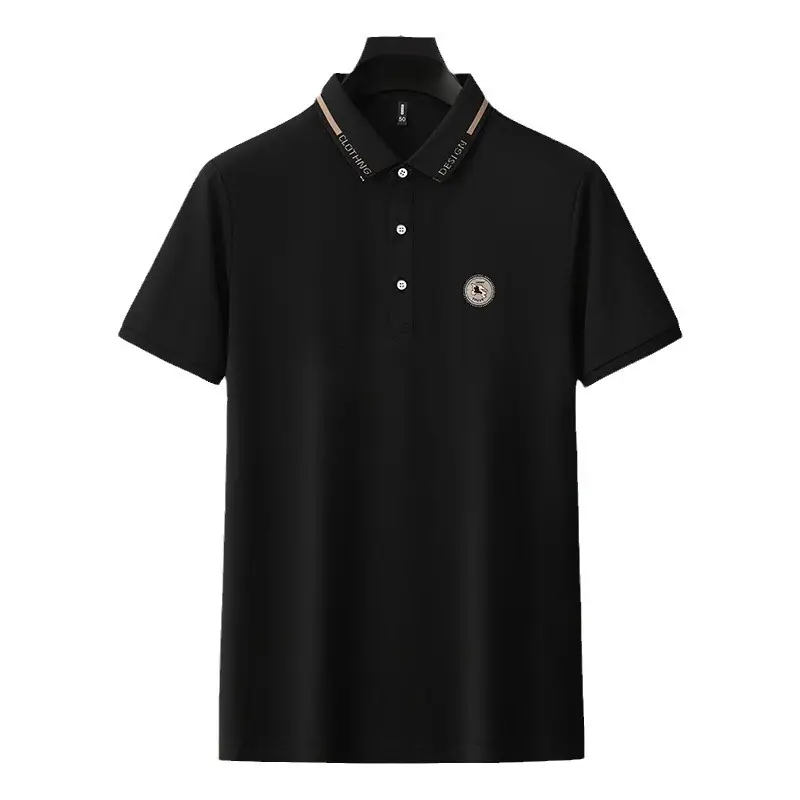Men's Black Polo Shirt with Embroidered Logo - Image 9