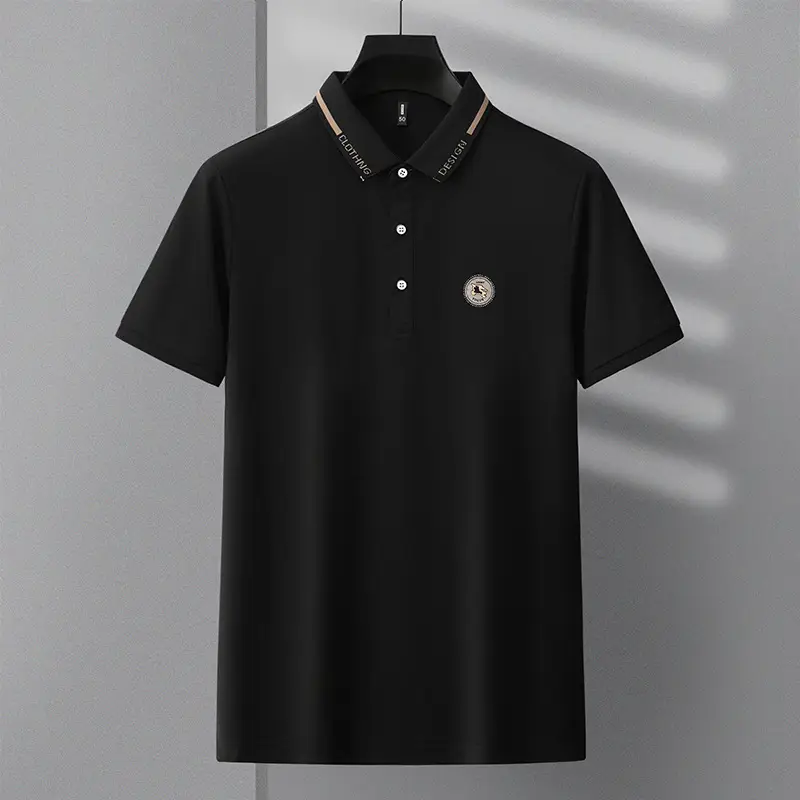 Men's Black Polo Shirt with Embroidered Logo - Image 4