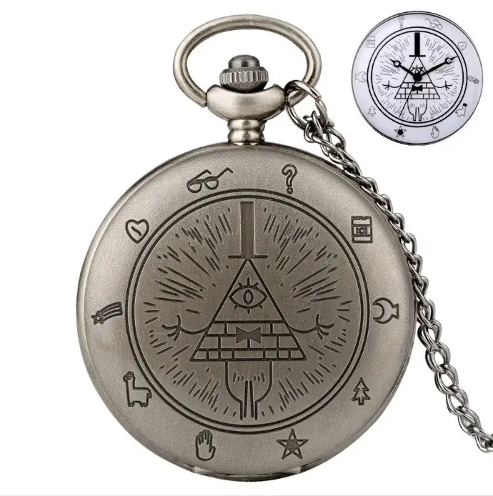 Triangular Devil Eye Pocket Watch with Wall Chain - Image 2