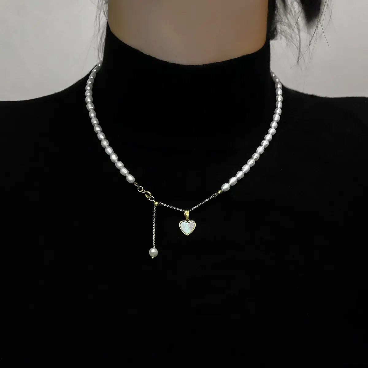 Heart Shaped Pearl Necklace for Women - Image 2