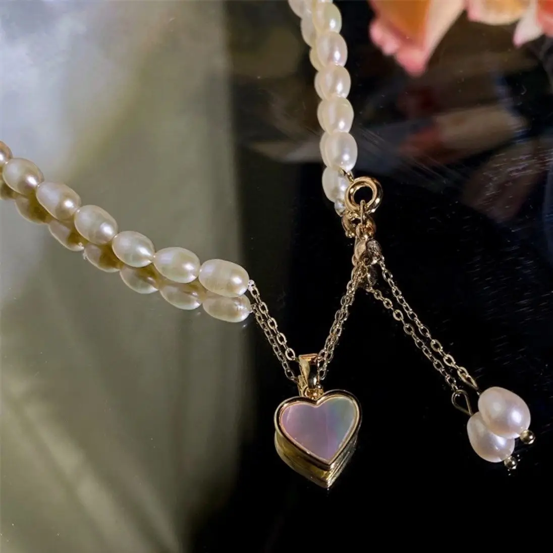 Heart Shaped Pearl Necklace for Women - Image 5