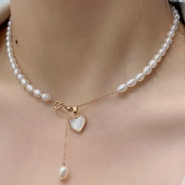 Heart Shaped Pearl Necklace for Women - Image 6