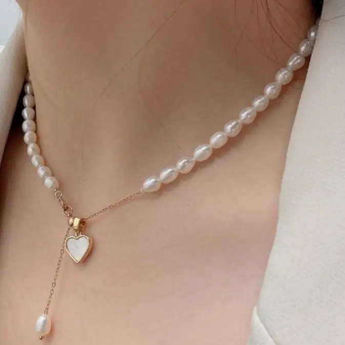 Heart Shaped Pearl Necklace for Women - Image 7