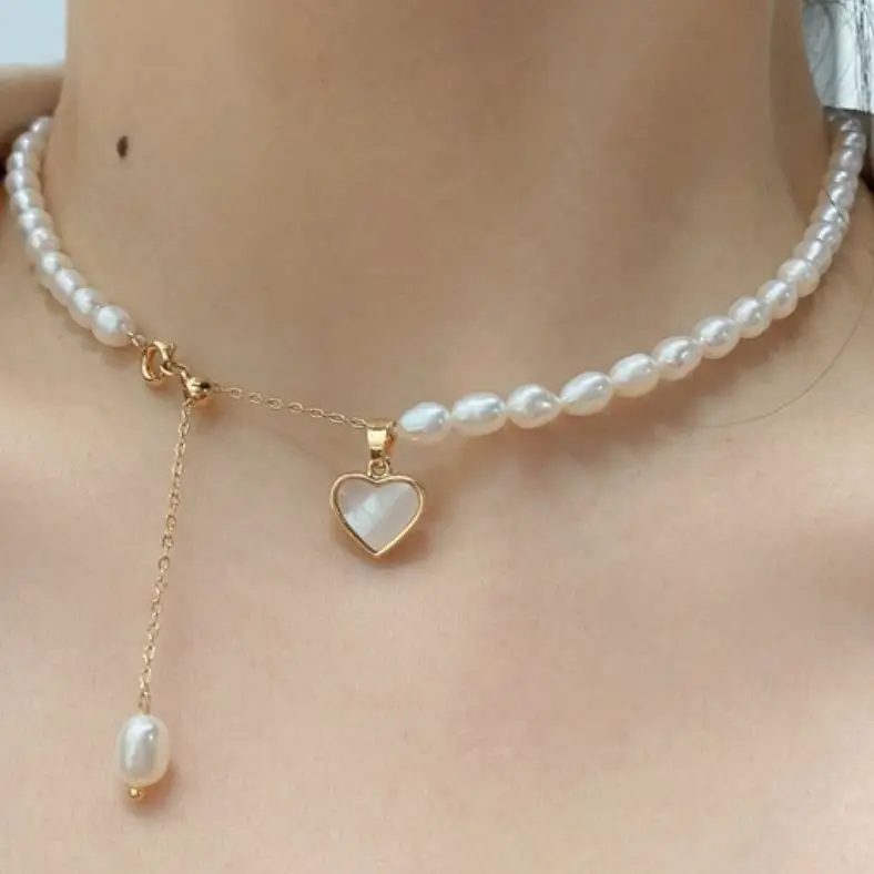 Heart Shaped Pearl Necklace for Women - Image 8