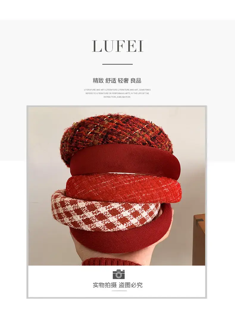 Autumn Winter Red Knitted Headband for Women 2022 — feature 2