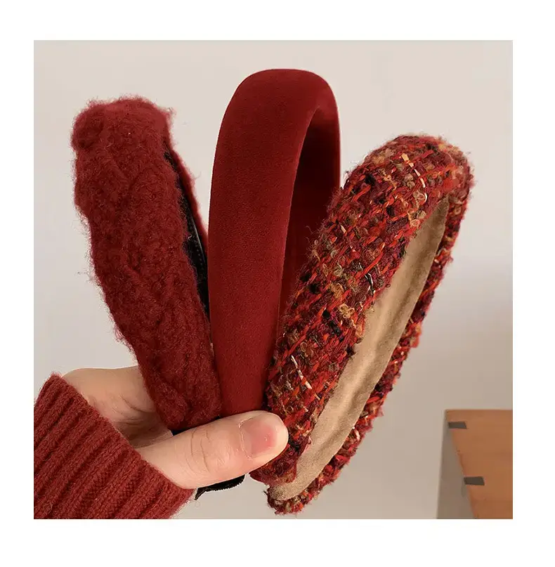 Autumn Winter Red Knitted Headband for Women 2022 — feature 3