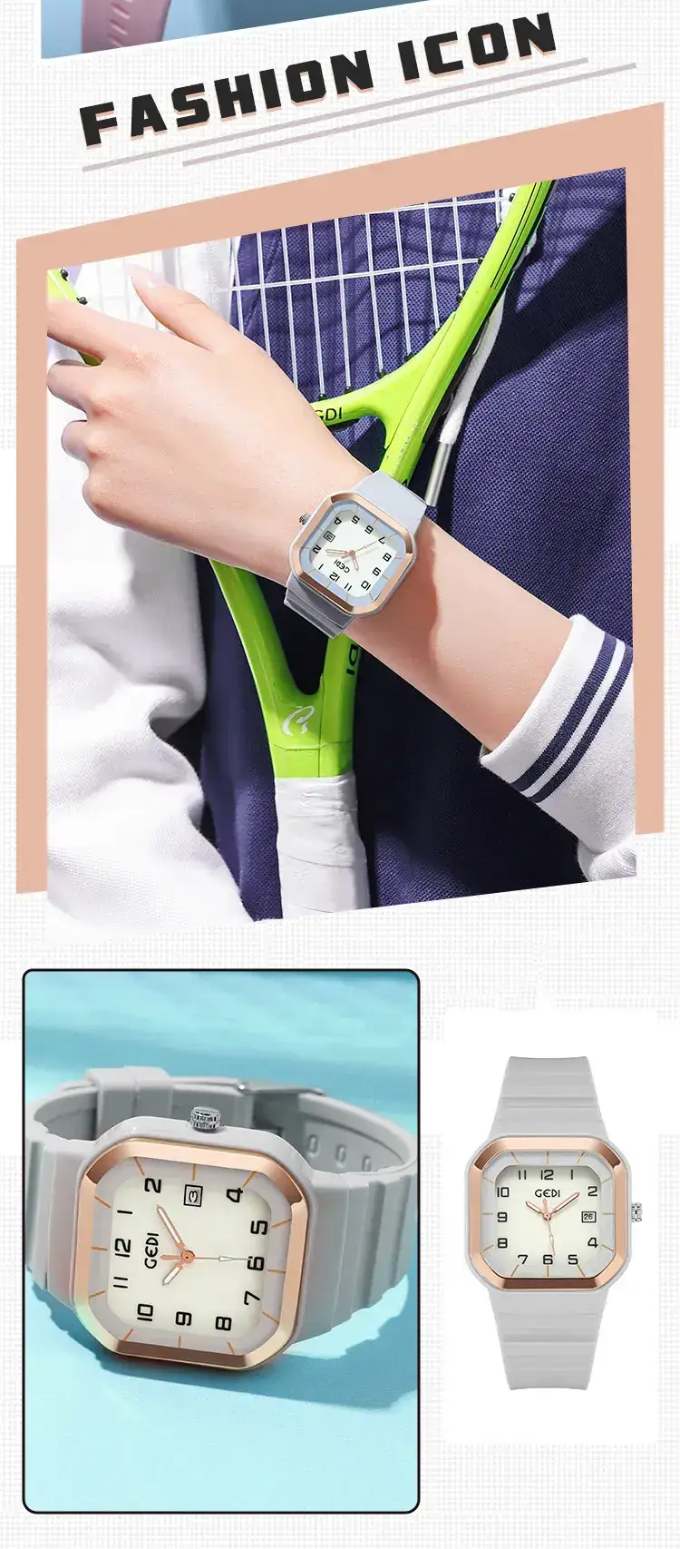 Square Luminous Quartz Watch for Students — feature 8