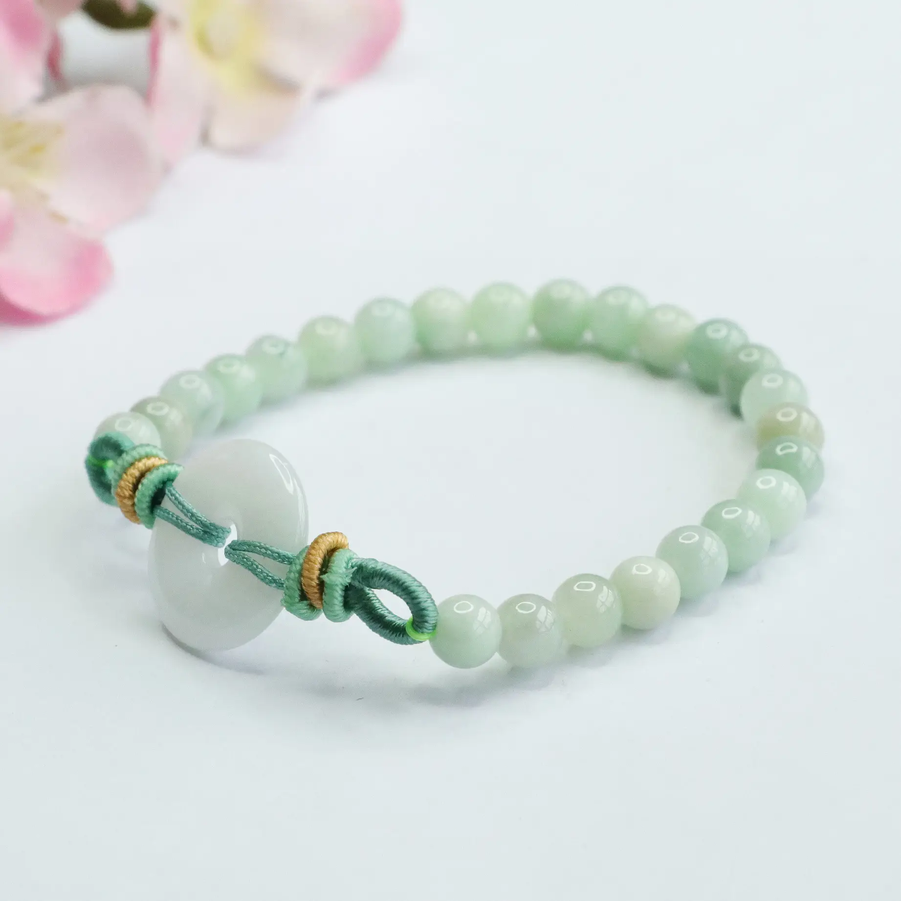 Guan Yu Jade Bracelet Peace Pendant Green White