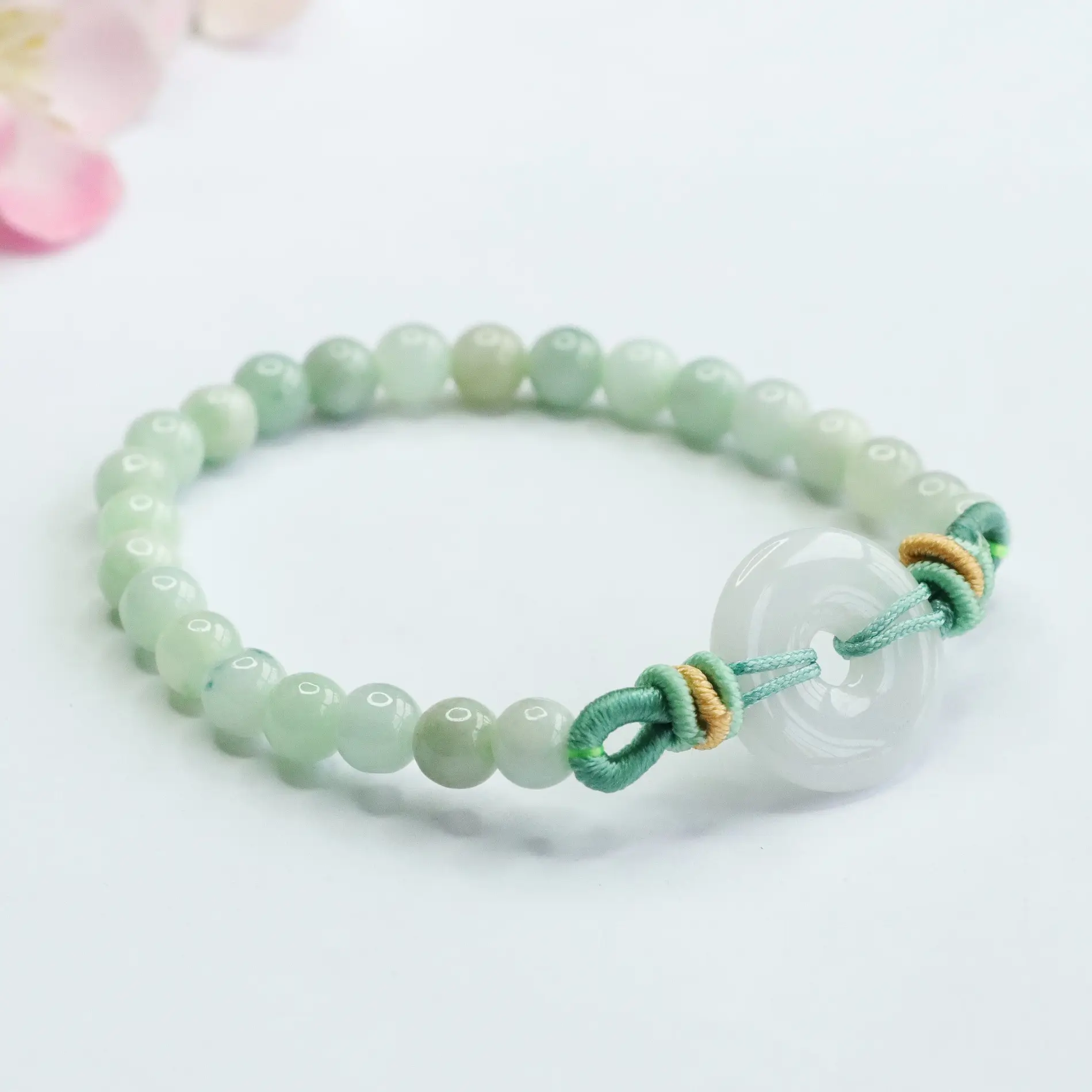 Guan Yu Jade Bracelet Peace Pendant Green White