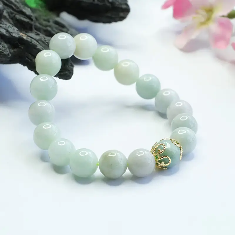 Guan Yu Jade Bracelet Natural Burmese Grade Gold Clasp - Image 4