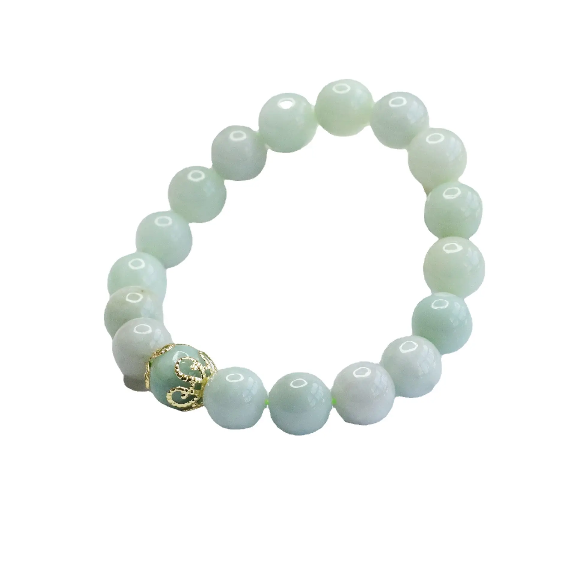 Guan Yu Jade Bracelet Natural Burmese Grade Gold Clasp - Image 6
