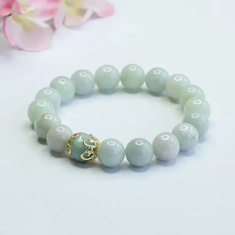 Guan Yu Jade Bracelet Natural Burmese Grade Gold Clasp — feature 5