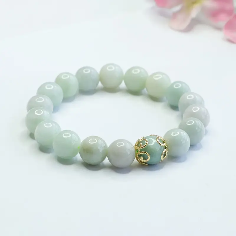 Guan Yu Jade Bracelet Natural Burmese Grade Gold Clasp — feature 6