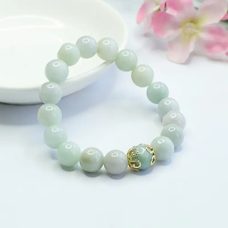 Guan Yu Jade Bracelet Natural Burmese Grade Gold Clasp — feature 9