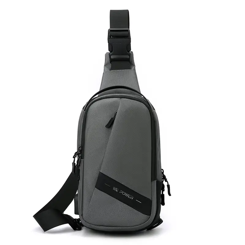 Men's Black Oxford Cloth Chest Bag with Adjustable Strap