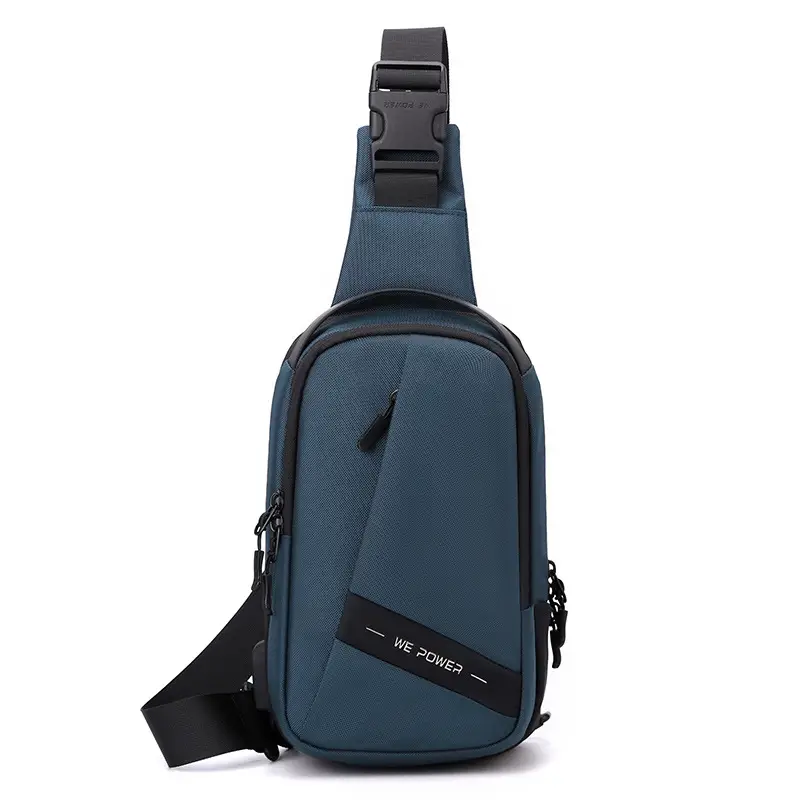 Men's Black Oxford Cloth Chest Bag with Adjustable Strap