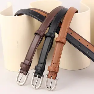 Women's Black Leather Belt with Silver Buckle — feature 11
