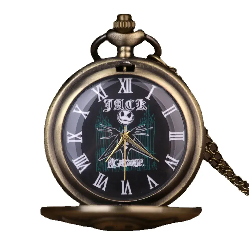 Jack Skull Steampunk Pocket Watch with Chain - Image 6