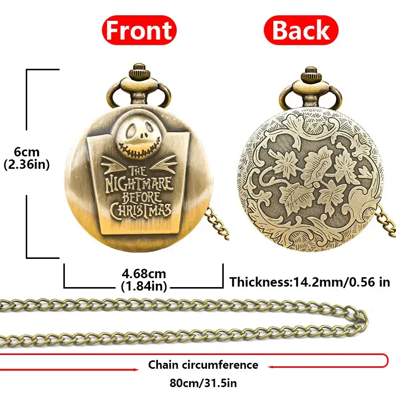 Jack Skull Steampunk Pocket Watch with Chain — feature 7