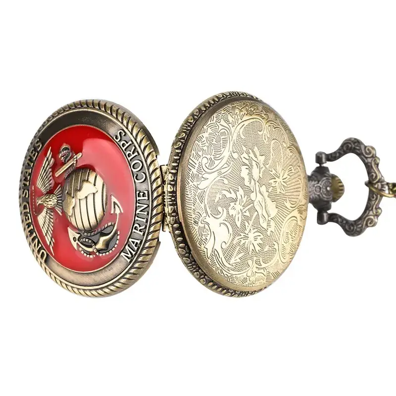 Marine Corps Quartz Pocket Watch Necklace Chain - Image 3