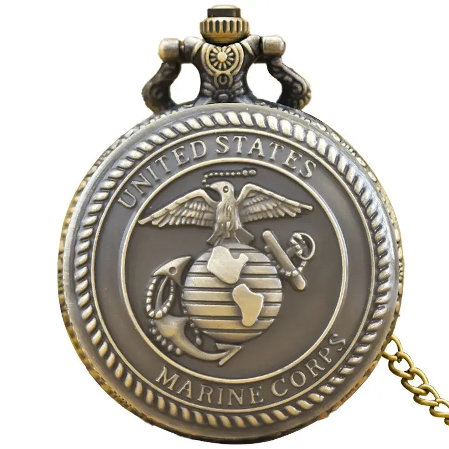 Marine Corps Quartz Pocket Watch Necklace Chain - Image 5