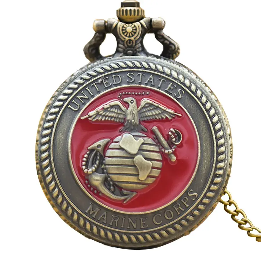 Marine Corps Quartz Pocket Watch Necklace Chain — feature 4