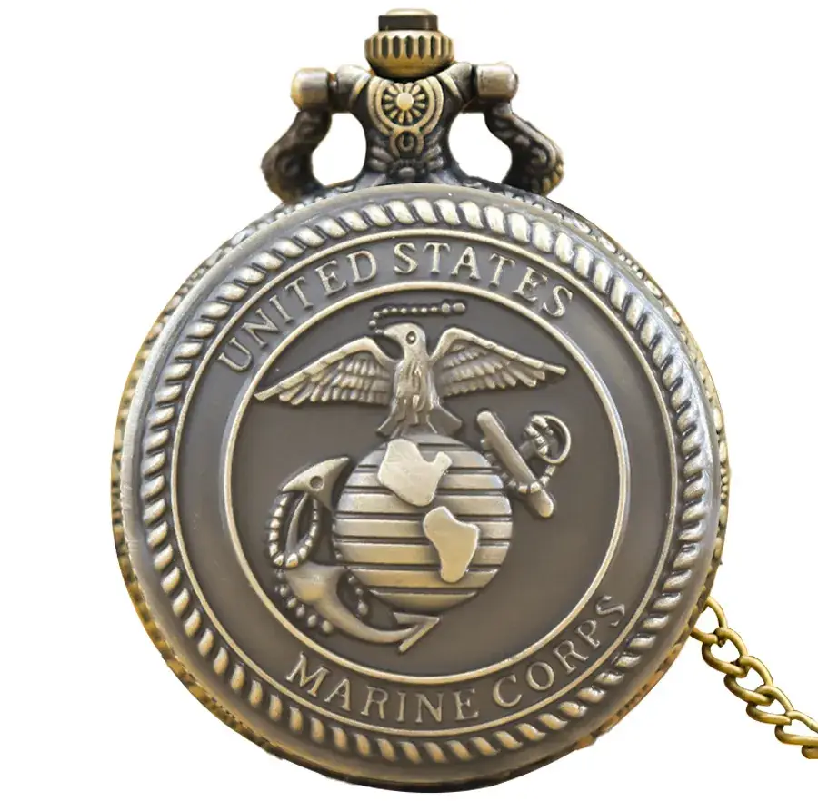 Marine Corps Quartz Pocket Watch Necklace Chain - Image 2