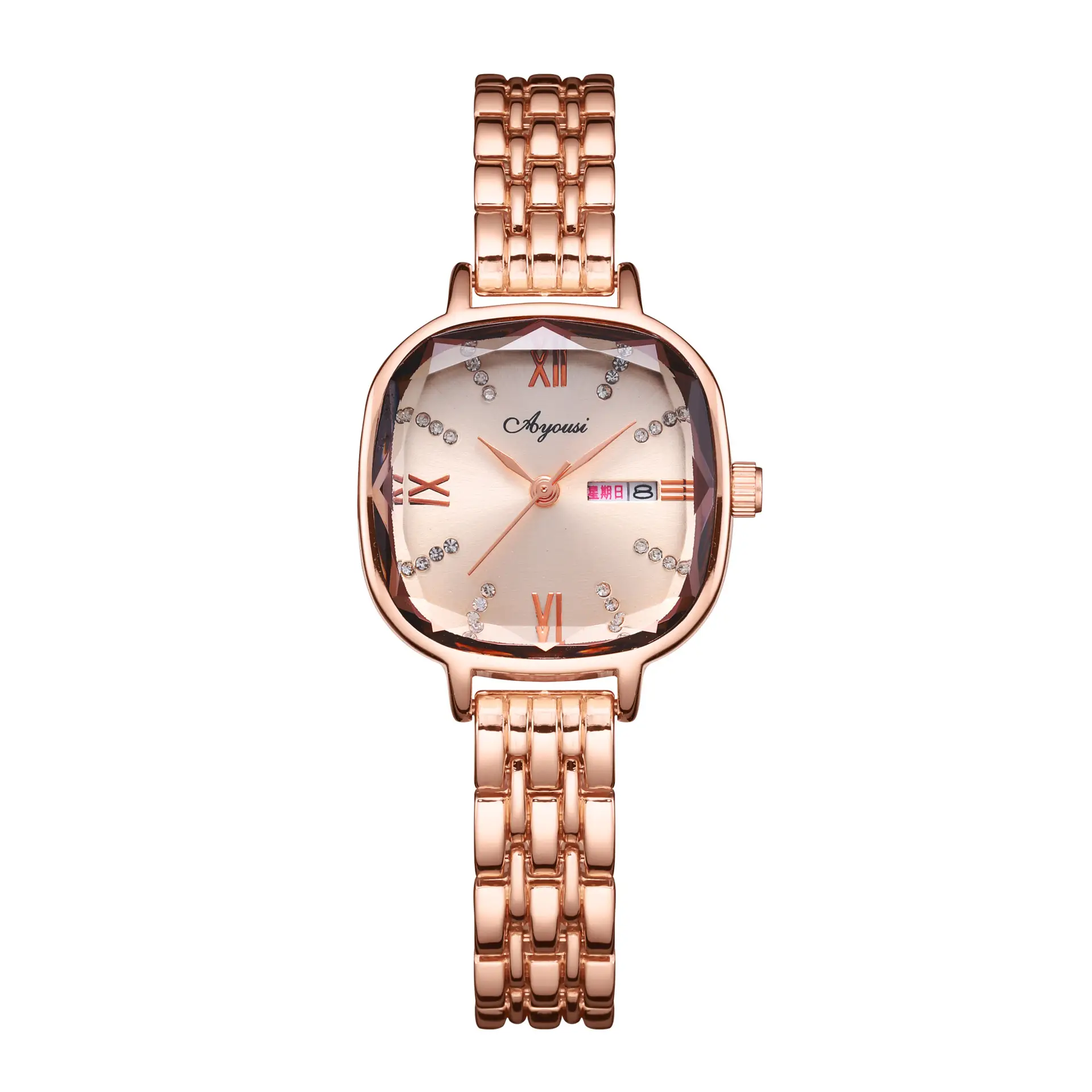 Women's Rose Gold Swiss Watch with Rhinestone Dial - Image 4