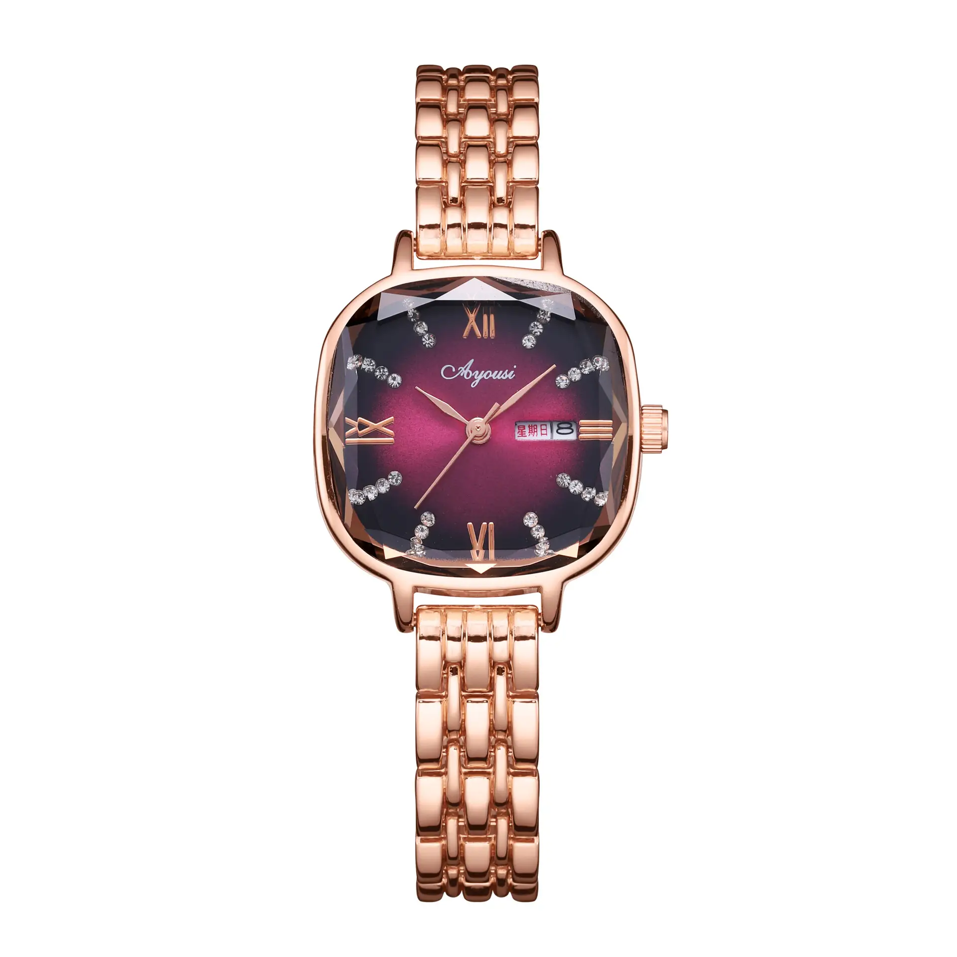 Women's Rose Gold Swiss Watch with Rhinestone Dial - Image 5