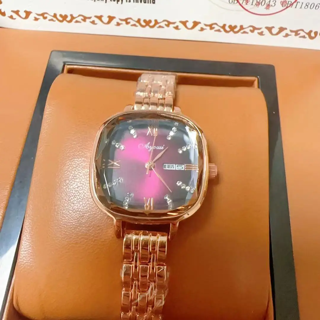 Women's Rose Gold Swiss Watch with Rhinestone Dial — feature 11