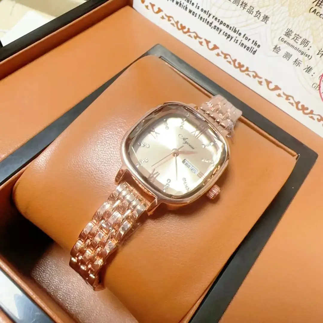 Women's Rose Gold Swiss Watch with Rhinestone Dial — feature 12