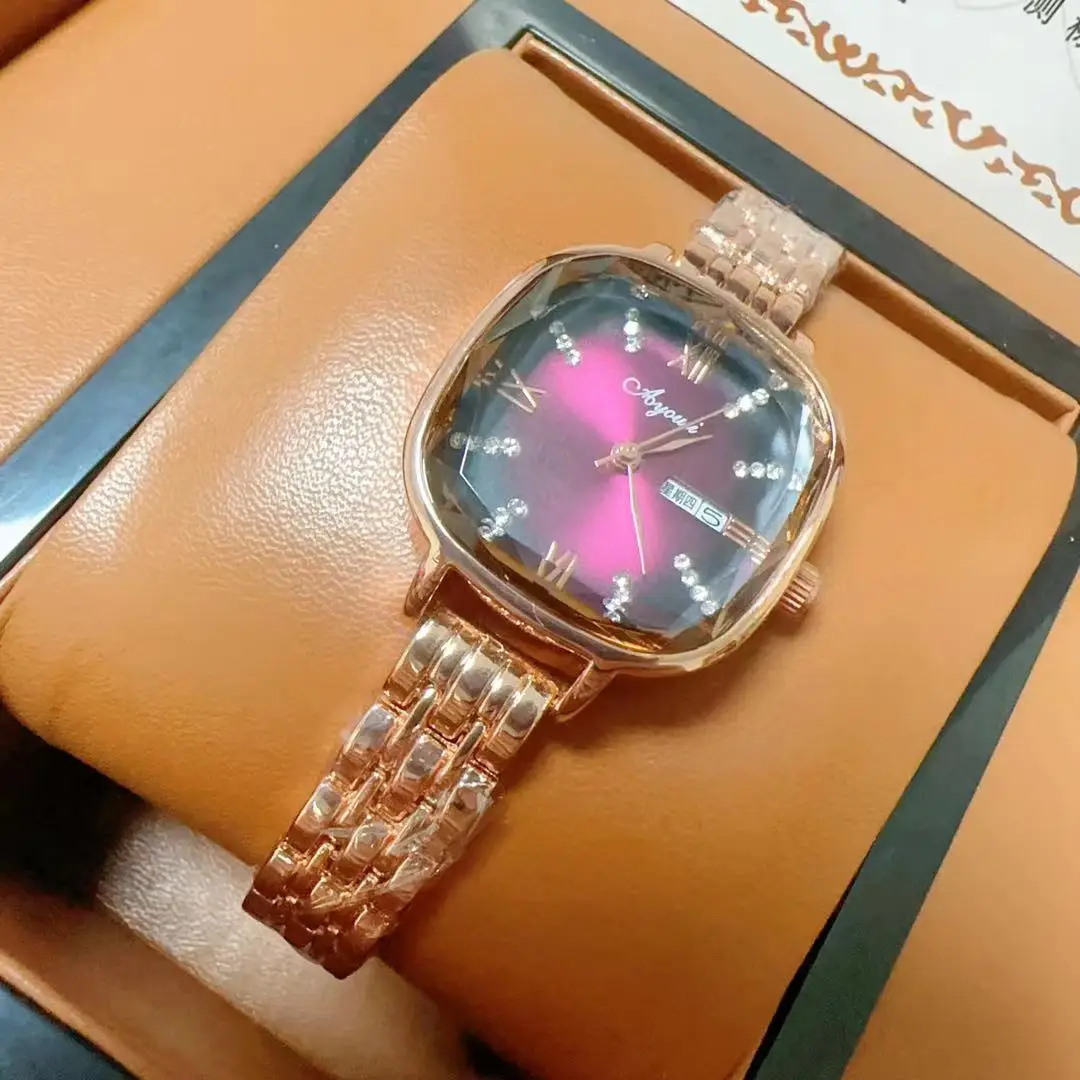 Women's Rose Gold Swiss Watch with Rhinestone Dial — feature 13