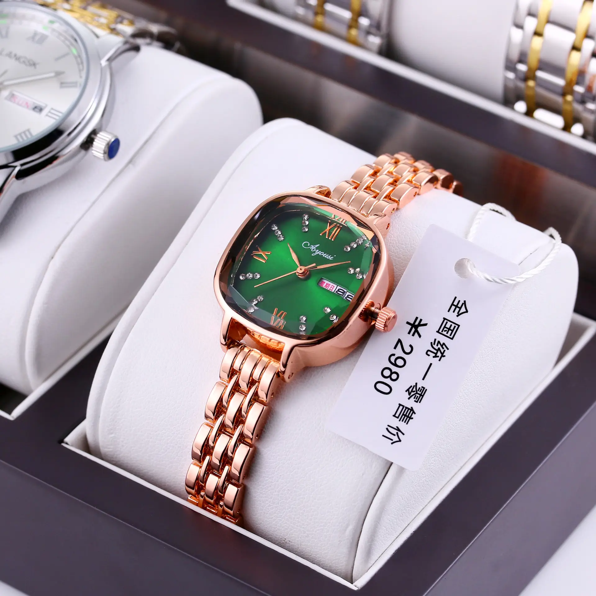 Women's Rose Gold Swiss Watch with Rhinestone Dial — feature 6