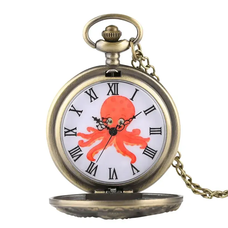 Antique Octopus Steampunk Pocket Watch Necklace Black - Image 7