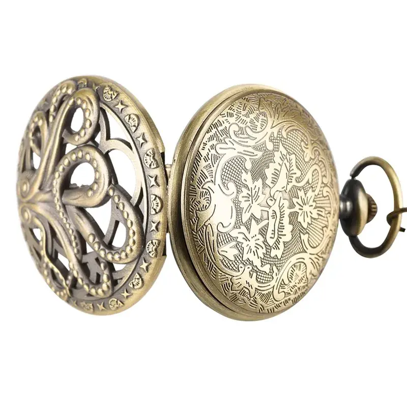Antique Octopus Steampunk Pocket Watch Necklace Black — feature 9