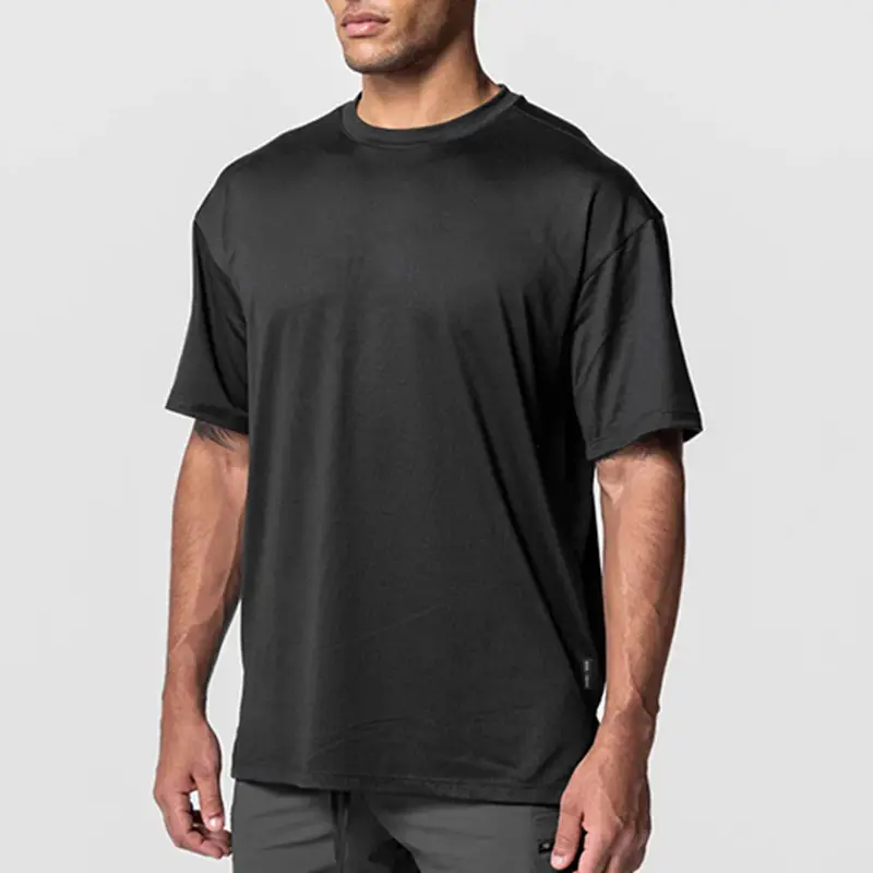 Men Loose Fit Grey T-Shirt Short Sleeve - Image 8