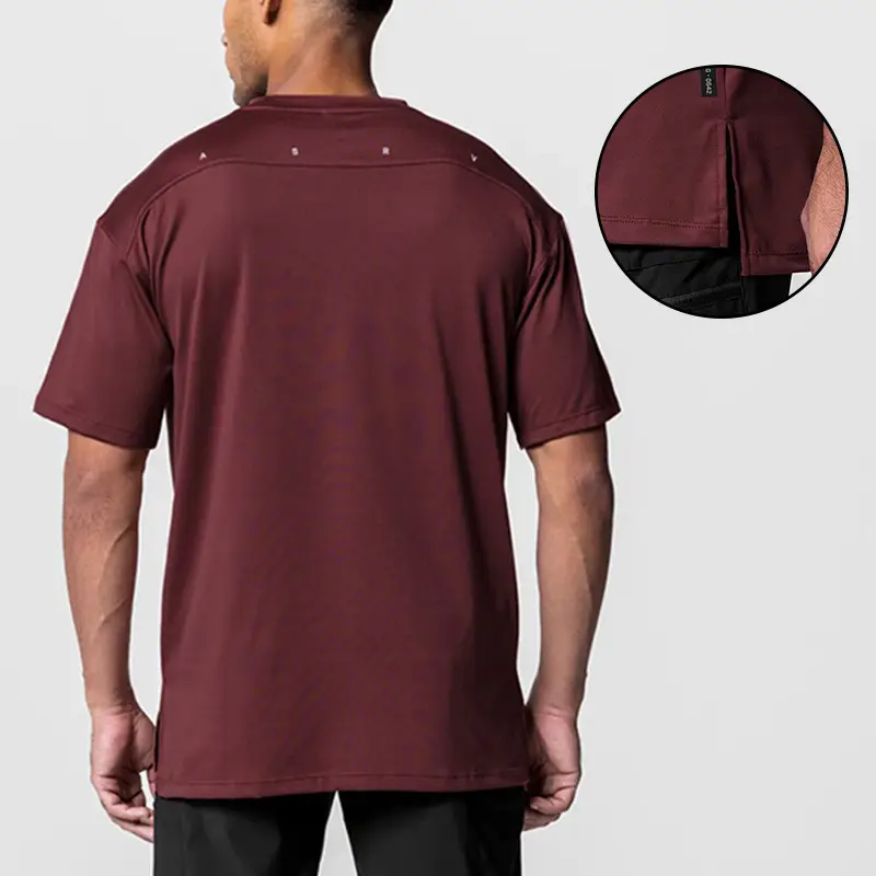 Men Loose Fit Grey T-Shirt Short Sleeve - Image 9