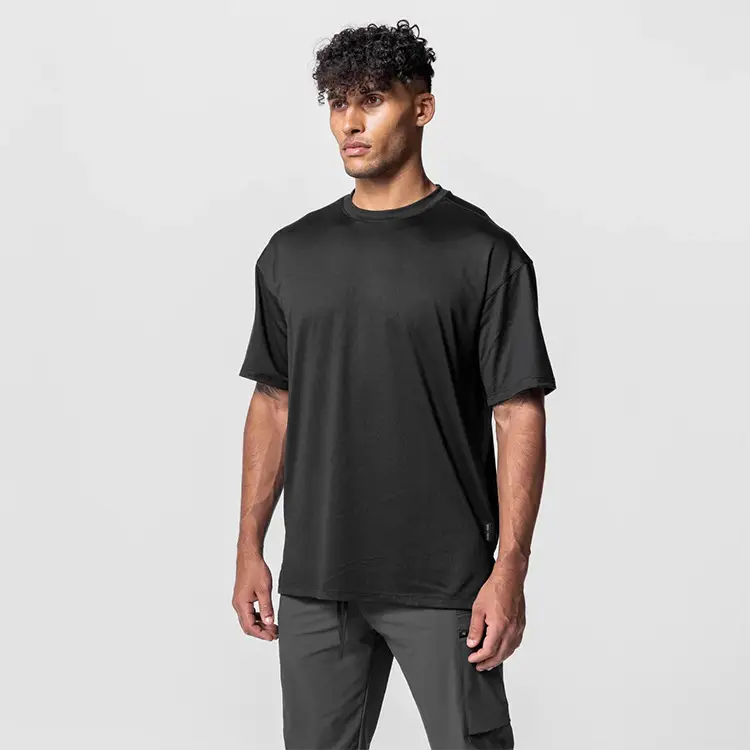 Men Loose Fit Grey T-Shirt Short Sleeve — feature 11