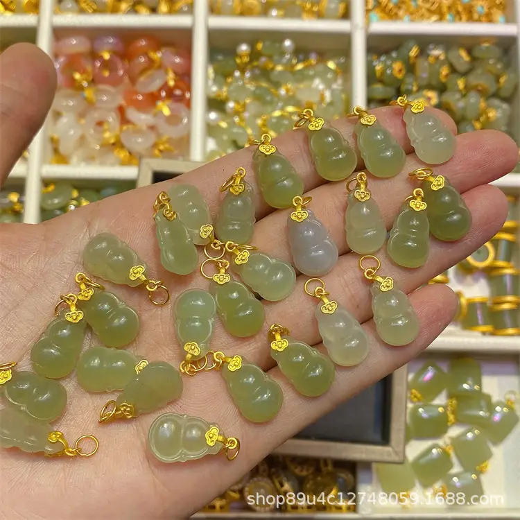 S925 Silver Jade Pendant Set Gold Inlaid Wholesale - Image 4