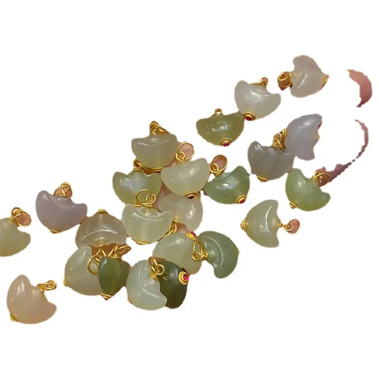 S925 Silver Jade Pendant Set Gold Inlaid Wholesale - Image 9