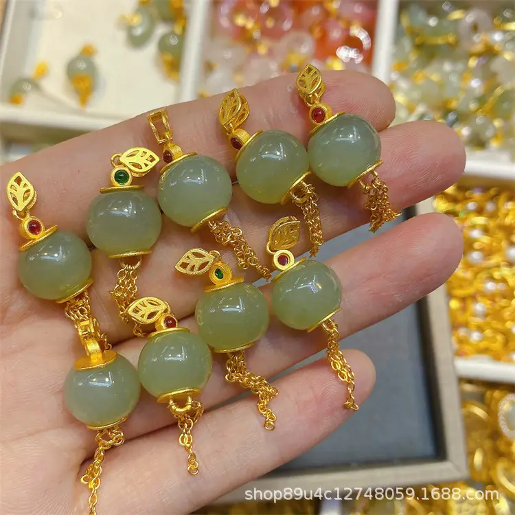 S925 Silver Jade Pendant Set Gold Inlaid Wholesale — feature 11