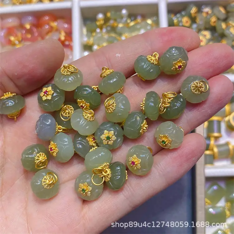 S925 Silver Jade Pendant Set Gold Inlaid Wholesale — feature 15
