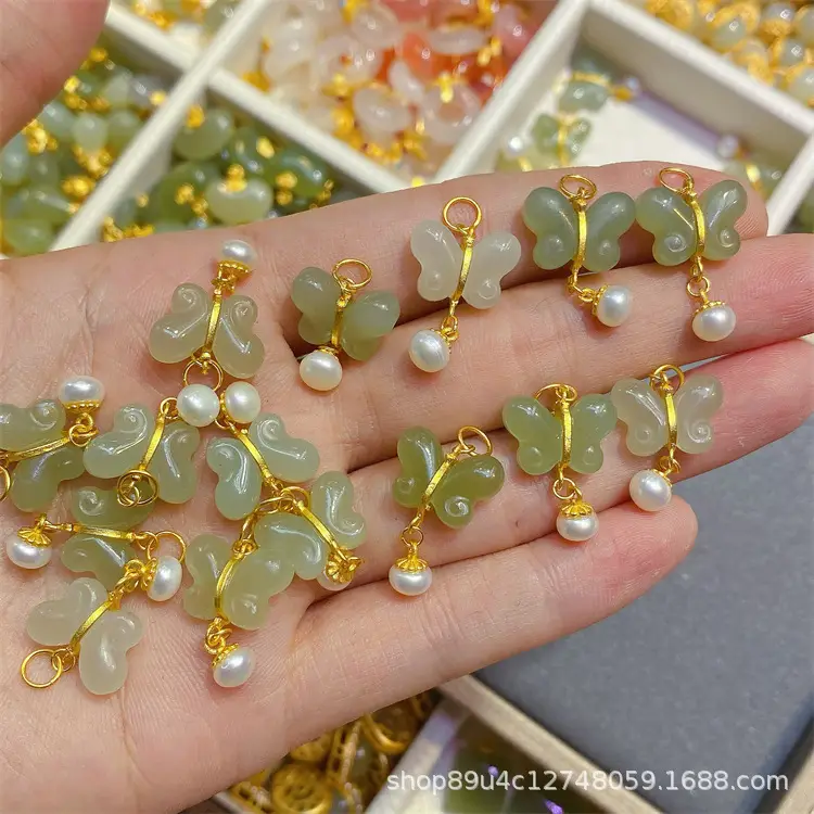 S925 Silver Jade Pendant Set Gold Inlaid Wholesale — feature 16