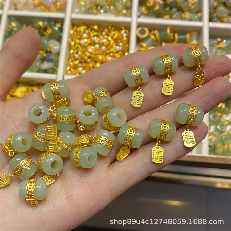 S925 Silver Jade Pendant Set Gold Inlaid Wholesale — feature 3