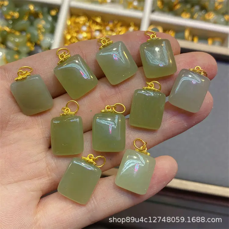 S925 Silver Jade Pendant Set Gold Inlaid Wholesale — feature 4