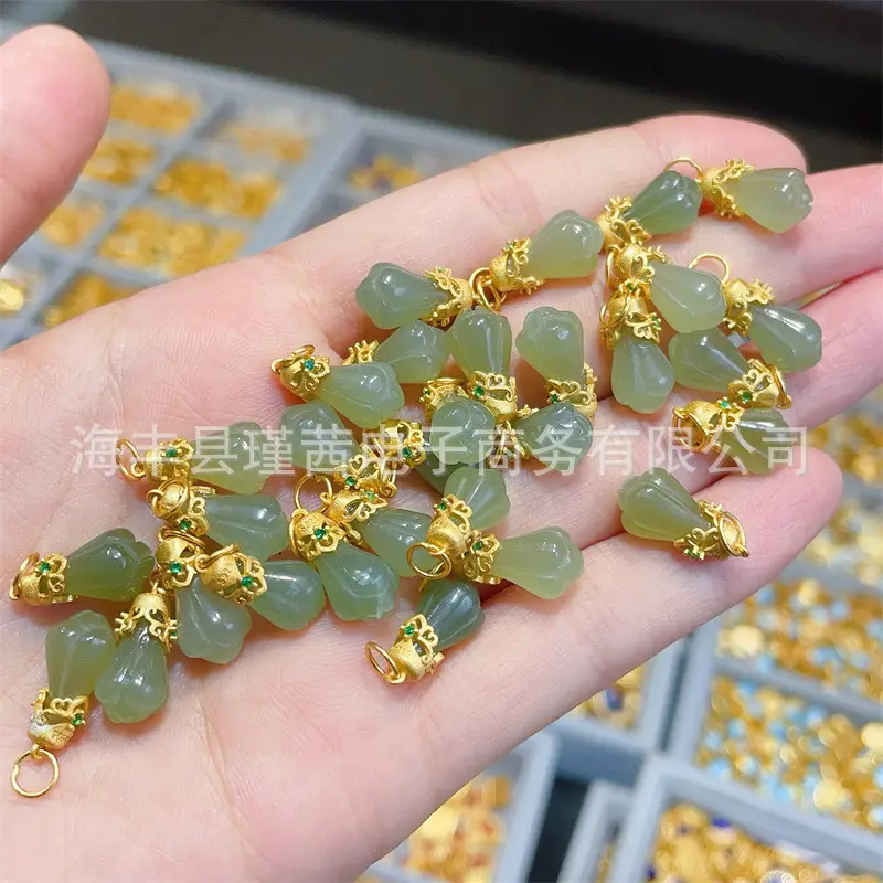 S925 Silver Jade Pendant Set Gold Inlaid Wholesale — feature 5