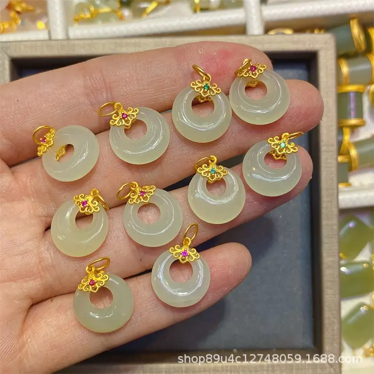 S925 Silver Jade Pendant Set Gold Inlaid Wholesale — feature 7