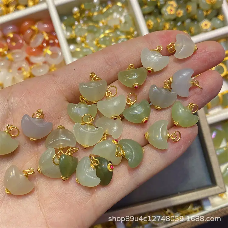 S925 Silver Jade Pendant Set Gold Inlaid Wholesale — feature 8