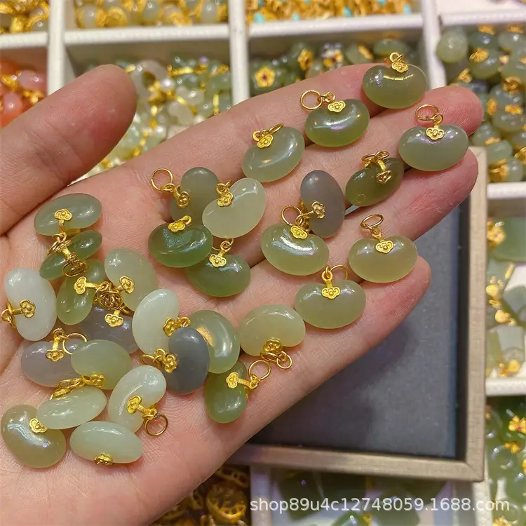 S925 Silver Jade Pendant Set Gold Inlaid Wholesale - Image 2